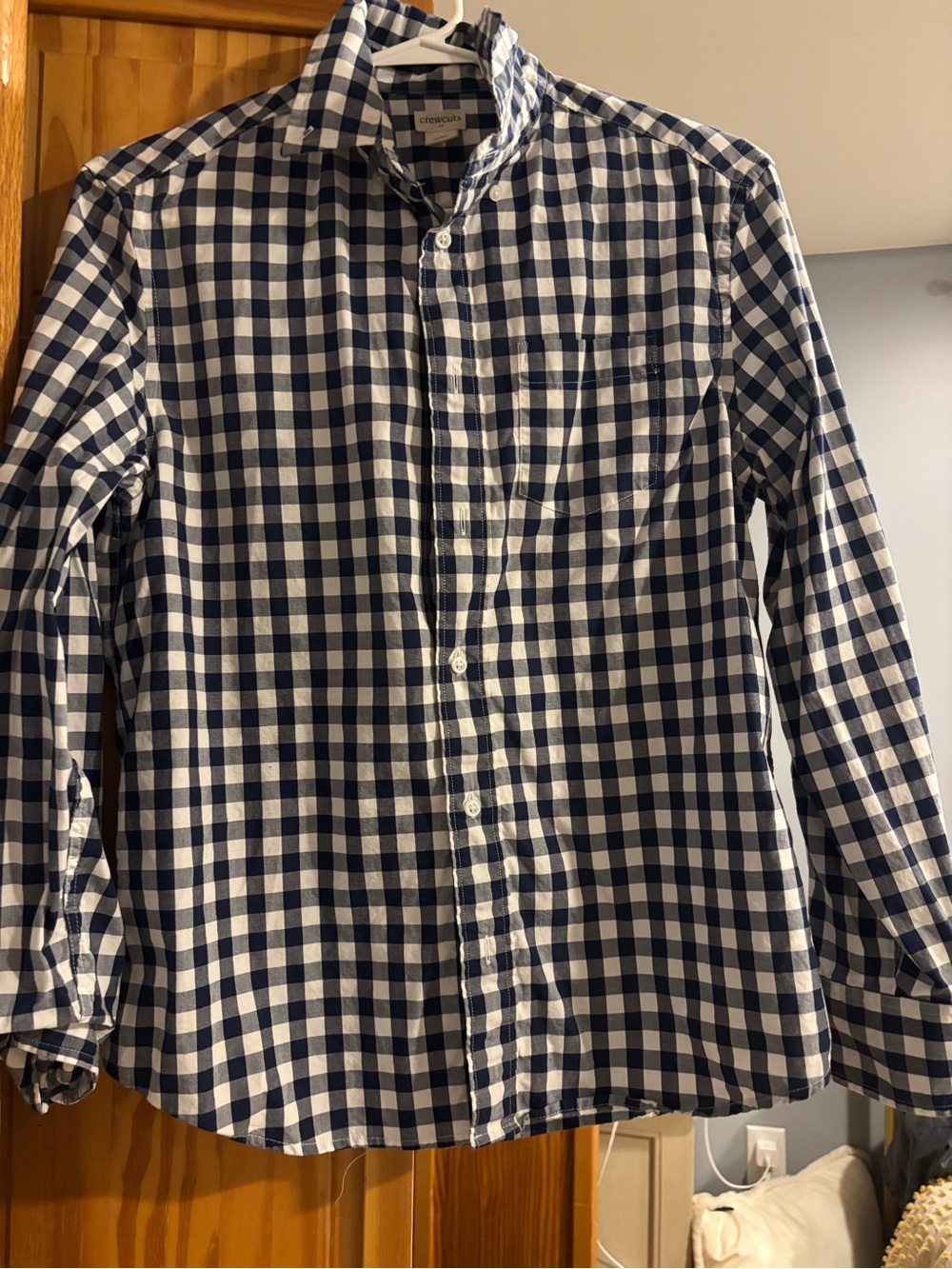 J. Crew Factory Navy and White Gingham Button-Down Shirt